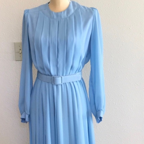 VINTAGE ILGWU BLUE WOMEN DRESS SIZE 12 - Picture 4 of 16